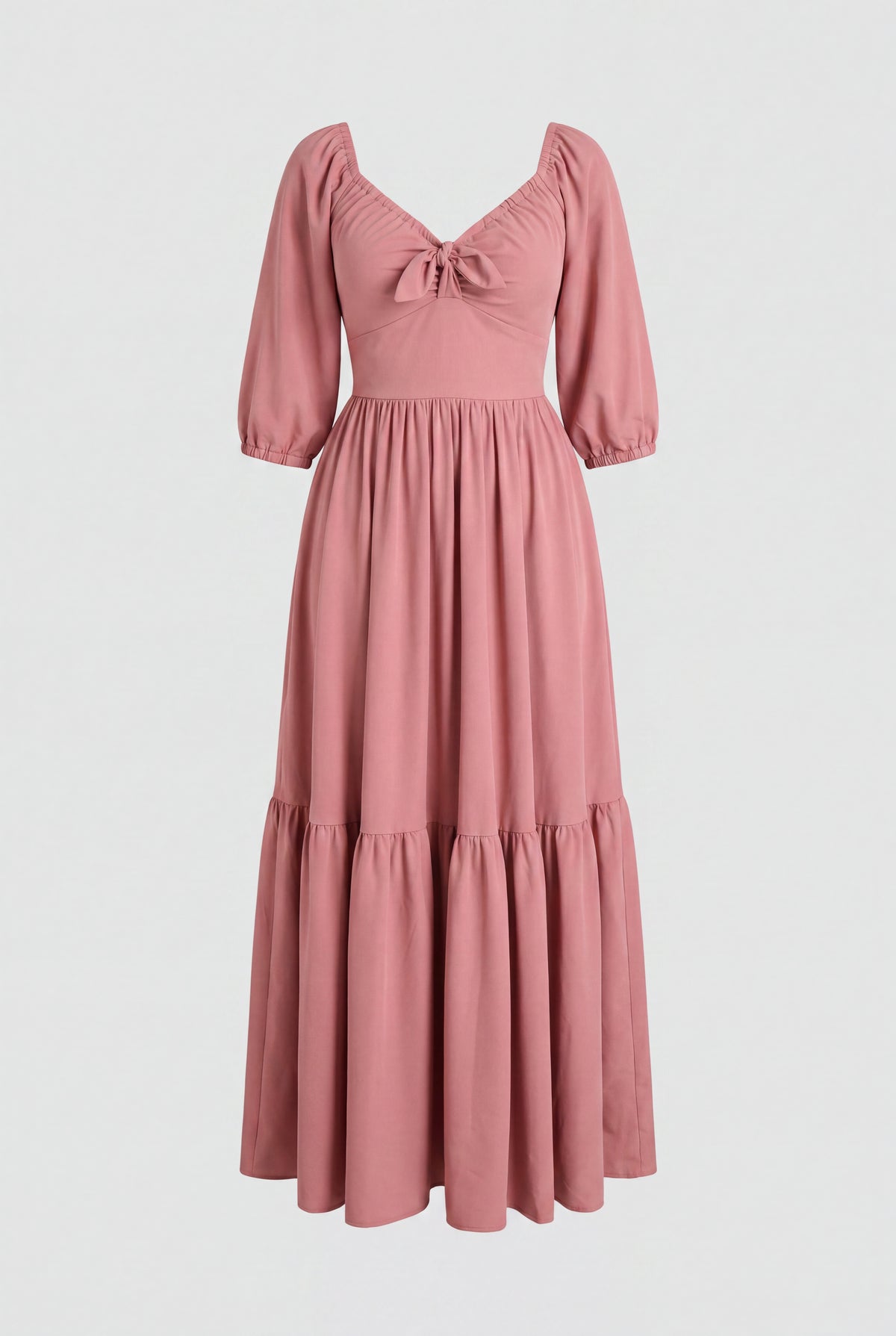Molly Cottage 70s Maxi Gown in Mulberry Pink