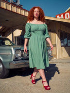 Marie-Therese Peasant Dress in Mint