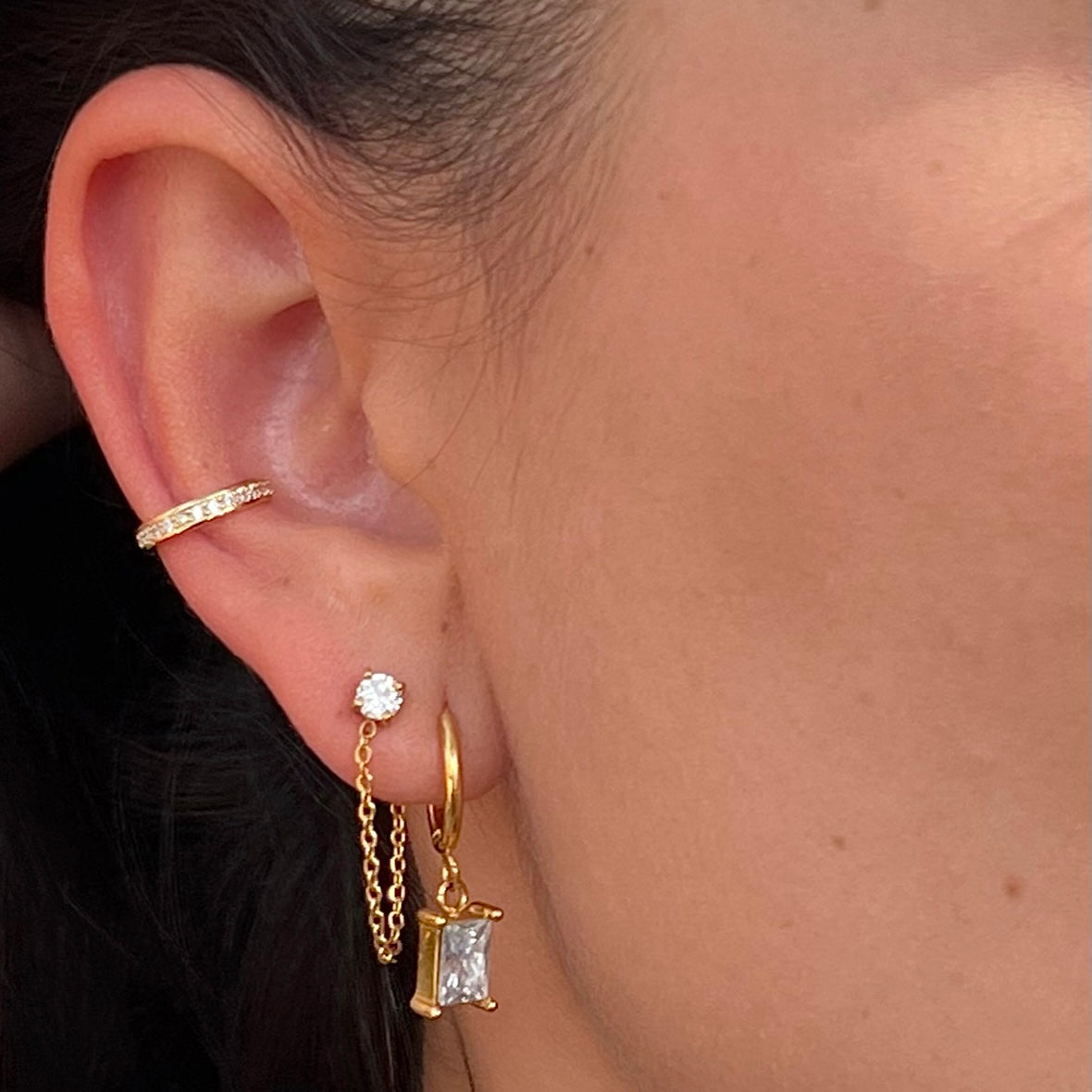 Chantel Baguette Huggie Hoop Earring