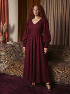 Pinup Girl Clothing Lucrezia Maxi Gothic Glamour Dress Burgundy Red Retro Dress