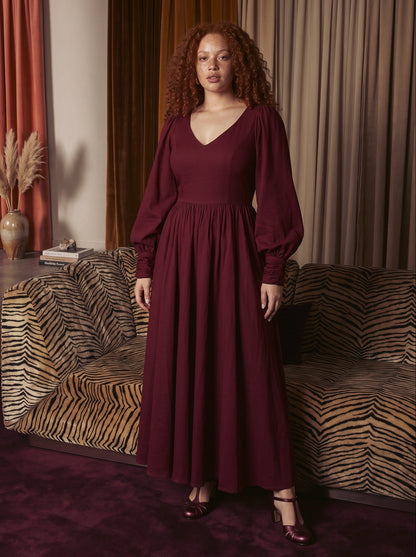 Pinup Girl Clothing Lucrezia Maxi Gothic Glamour Dress Burgundy Red Retro Dress