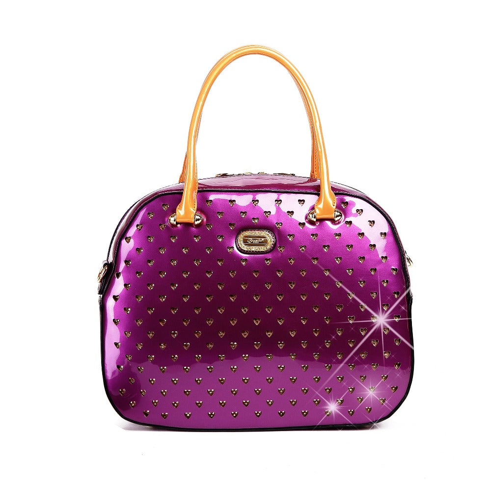 Starz retro crystal overnight bag in purple, by Pinup Girl Clothing