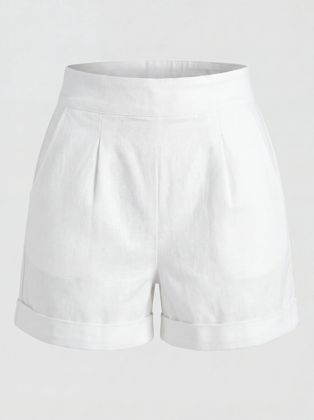 White high-waisted LB shorts, a Laura Byrnes design by Pinup Girl Clothing, made to order, sizes XS to 5X.