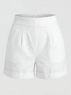 White high-waisted LB shorts, a Laura Byrnes design by Pinup Girl Clothing, made to order, sizes XS to 5X.