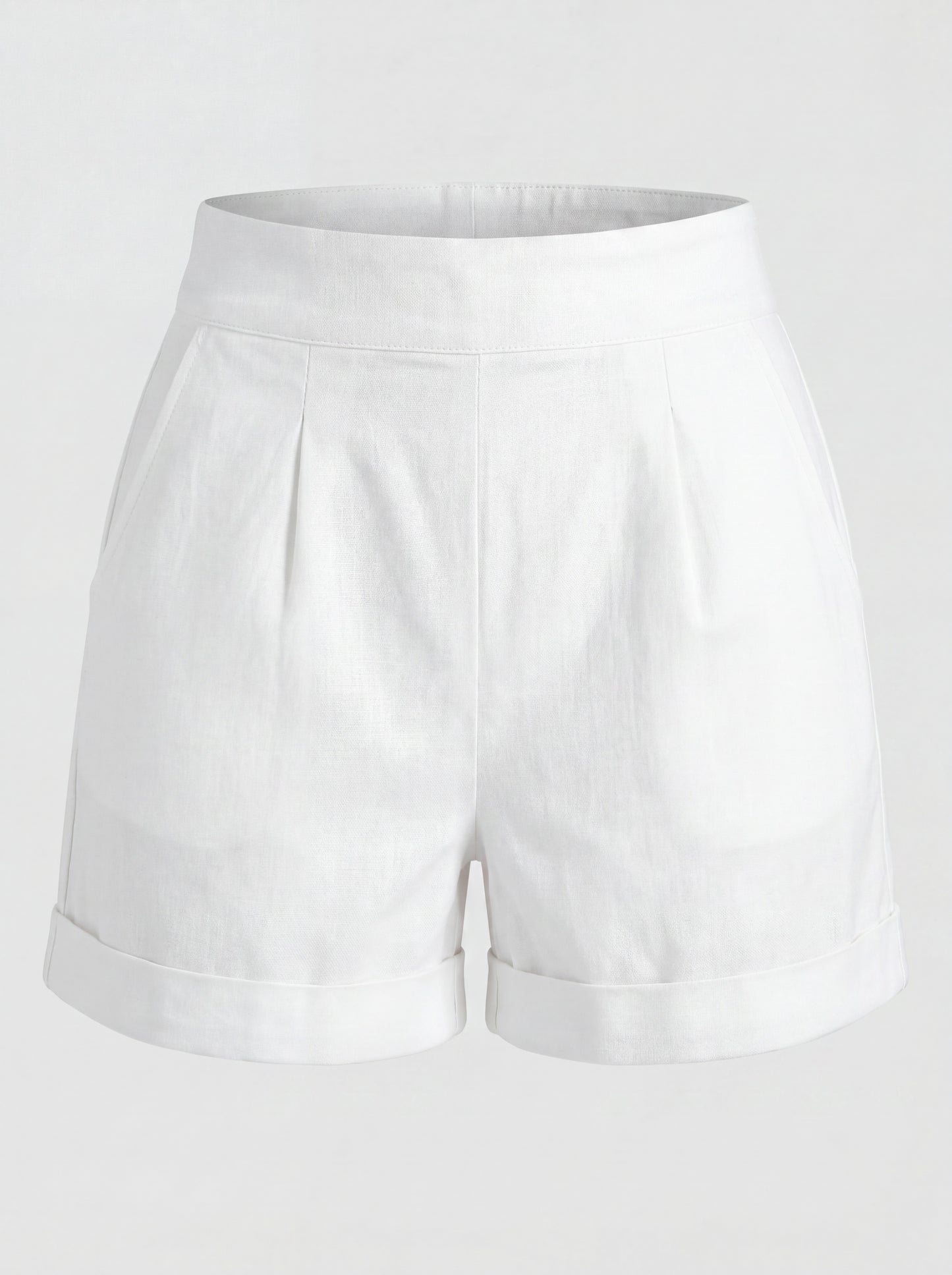 White high-waisted LB shorts, a Laura Byrnes design by Pinup Girl Clothing, made to order, sizes XS to 5X.