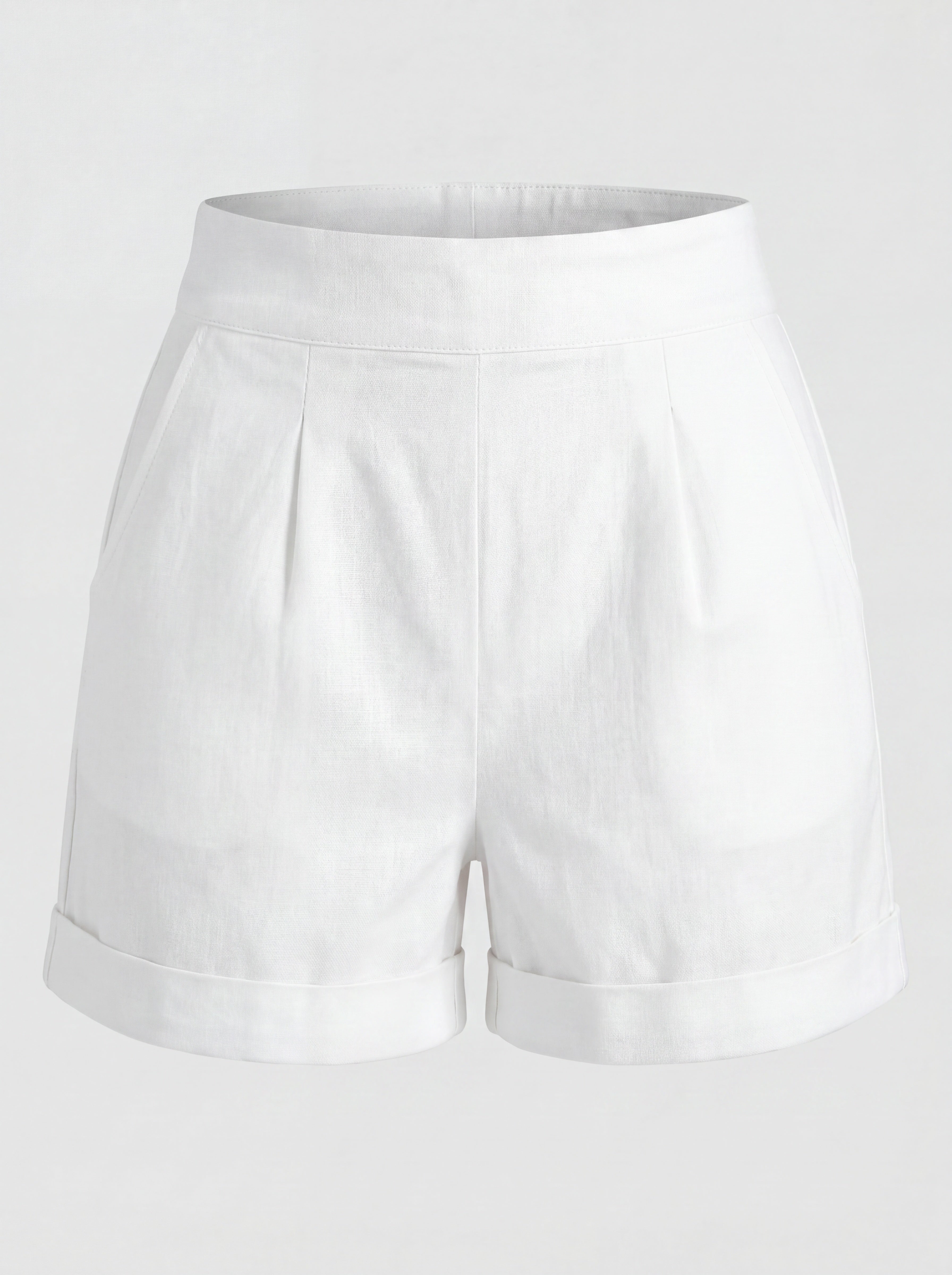 White high-waisted LB shorts, a Laura Byrnes design by Pinup Girl Clothing, made to order, sizes XS to 5X.