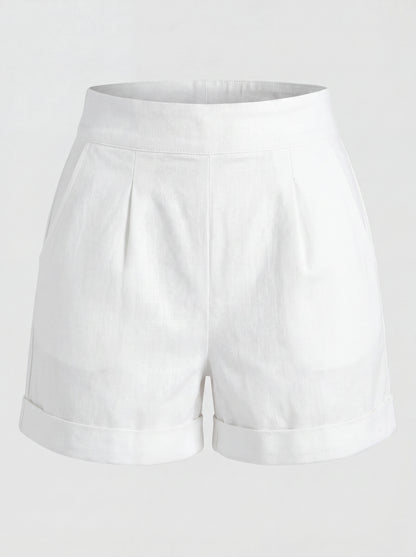 White high-waisted LB shorts, a Laura Byrnes design by Pinup Girl Clothing, made to order, sizes XS to 5X.