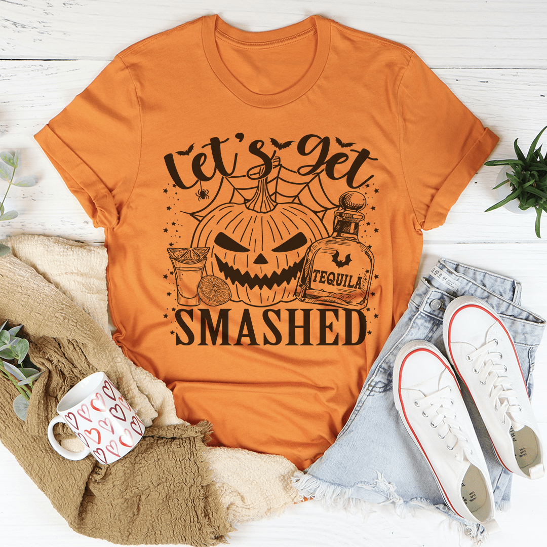 Let's Get Smashed pumpkin graphic tee, short sleeve cotton Halloween tee