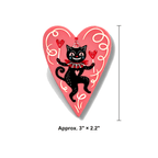 Dancing Cat in Heart Brooch, black cat dancing inside a heart (view 5)