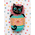 Eggcellent Easter Cat Brooch, pastel Easter cat (view 6)