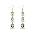 Ghostie Garden Dangle Bell Earrings, three-tier ghost bells with sage green caps