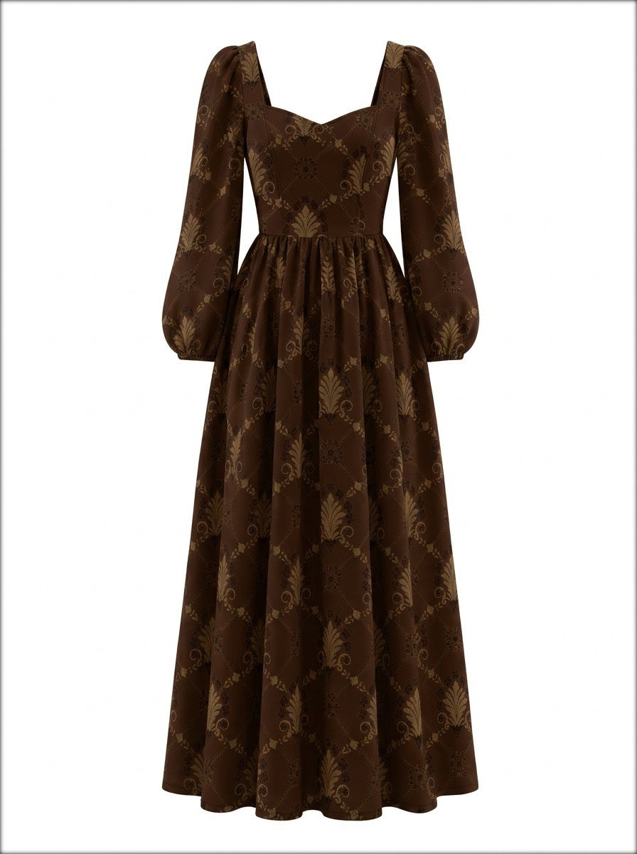 Lucrezia Renaissance Maxi Gown in Brown Grand Triannon