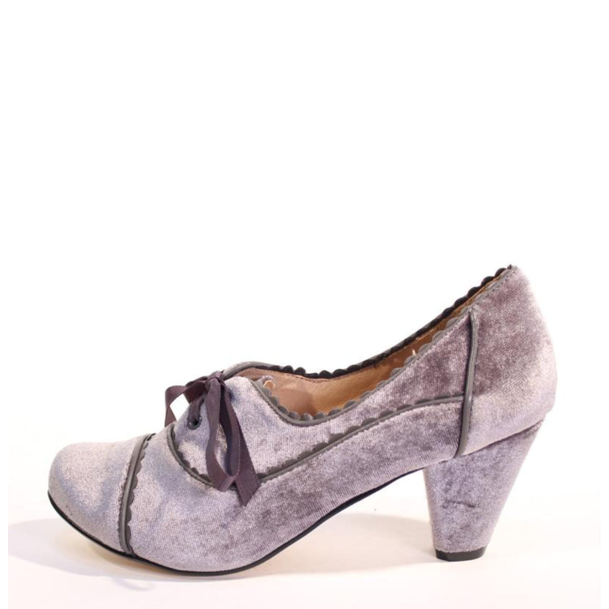 Madison Velvet Retro Heels in grey by Pinup Girl Clothing