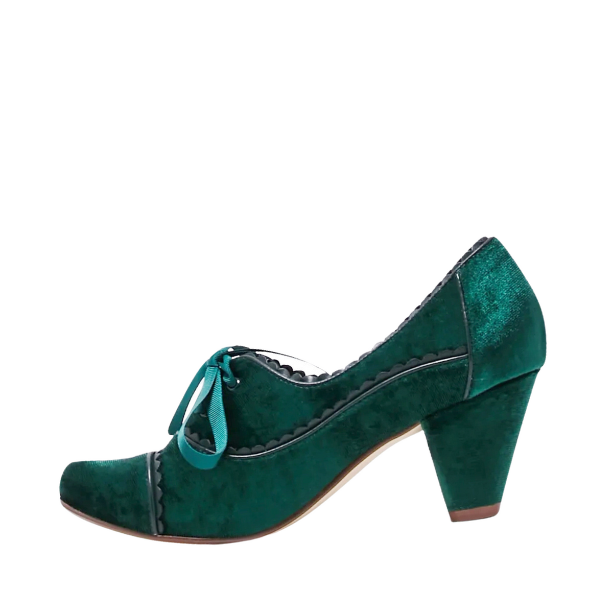 Madison Velvet Retro Heels in green by Pinup Girl Clothing