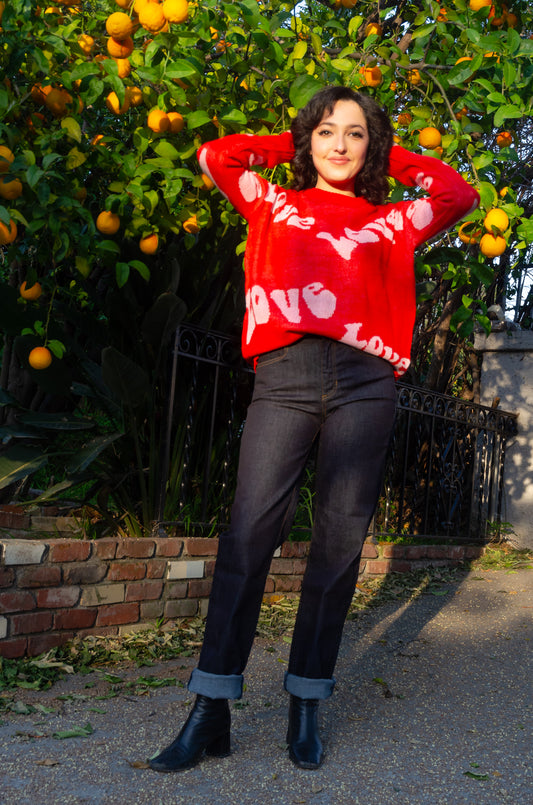 Groovy Love Slouch Sweater in Black or Red
