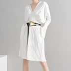 Sakiya Pleated Long Sleeve Shirt Dress