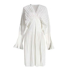 Sakiya Pleated Long Sleeve Shirt Dress