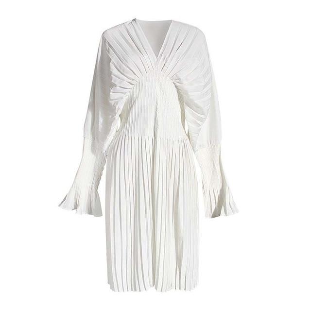 Sakiya Pleated Long Sleeve Shirt Dress
