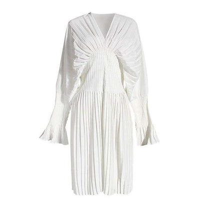 Sakiya Pleated Long Sleeve Shirt Dress
