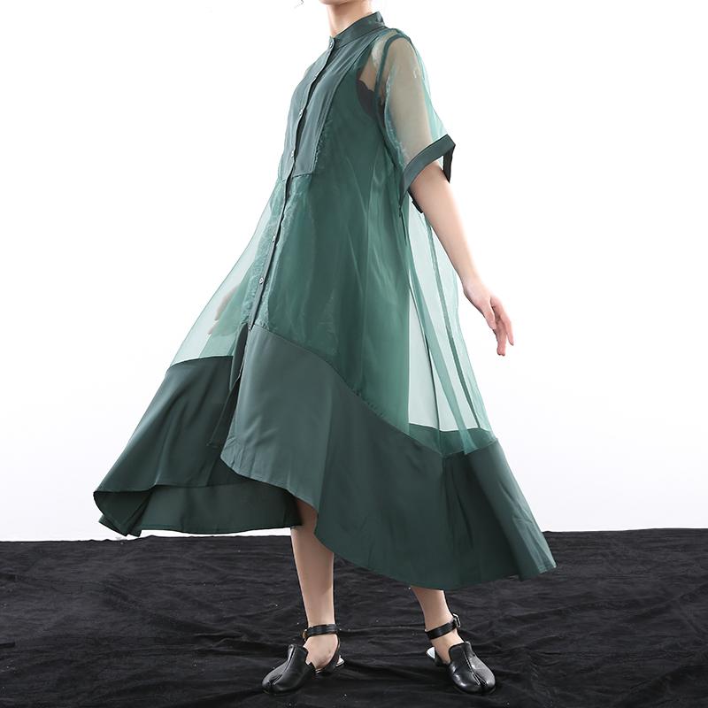 irregular shirt dress Women's Irregular Shirt Dress Pleated Lantern Sleeves Swing Fashion Loose Retro