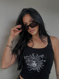 Medusa Graphic Tank, a fitted black tank with a Medusa print