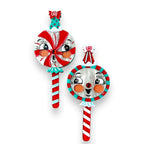 Merrymints Brooch Set, two Christmas peppermint candy brooches
