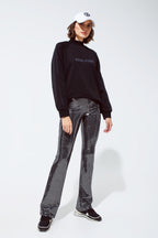 Metallic Fabric Flare Leggings in Silver