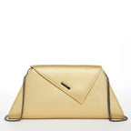 Angelica metallic gold leather clutch with a diagonal flap by Pinup Girl Clothing