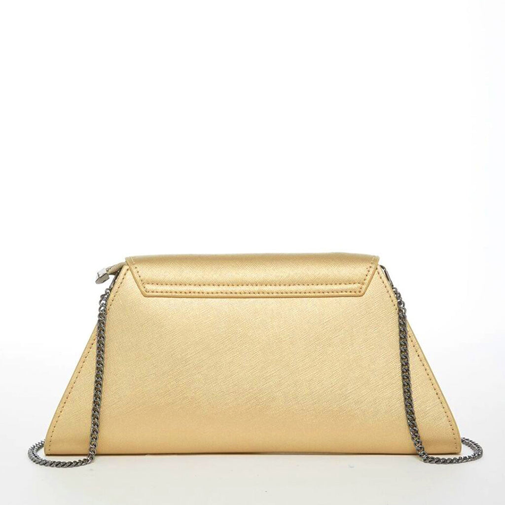 Angelica metallic gold leather clutch, another view, by Pinup Girl Clothing