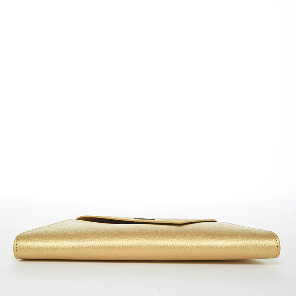 Angelica metallic gold leather clutch, another view, by Pinup Girl Clothing