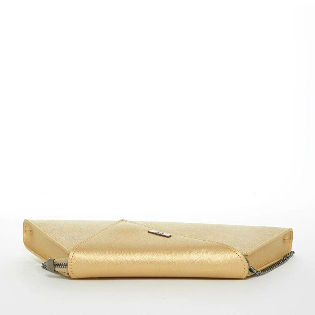 Angelica metallic gold leather clutch, another view, by Pinup Girl Clothing