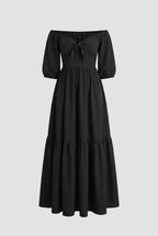Molly Vintage Gothic 70s Maxi Gown in Solid Black