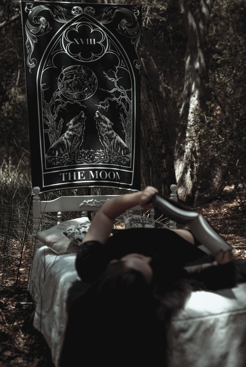 The Moon tarot card wall tapestry