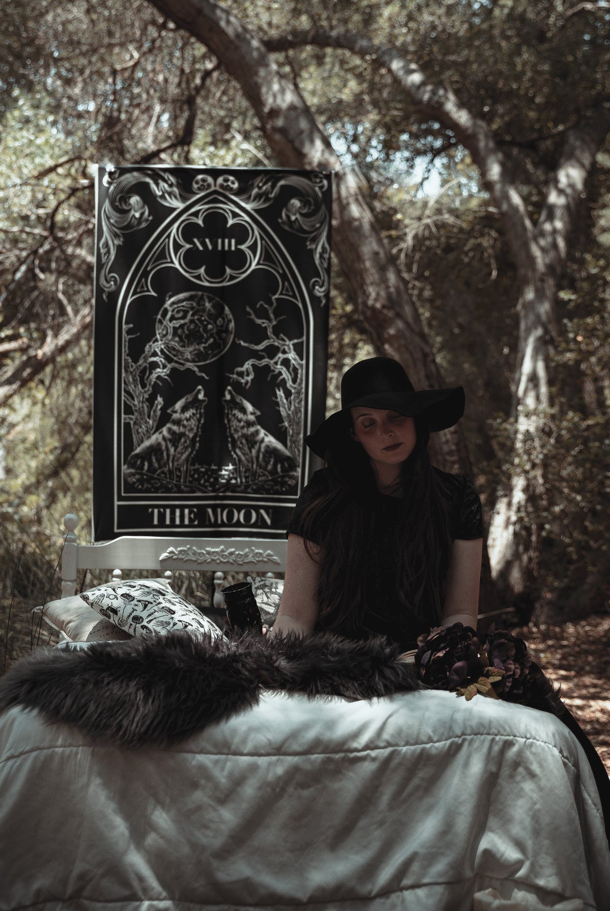 The Moon tarot card wall tapestry