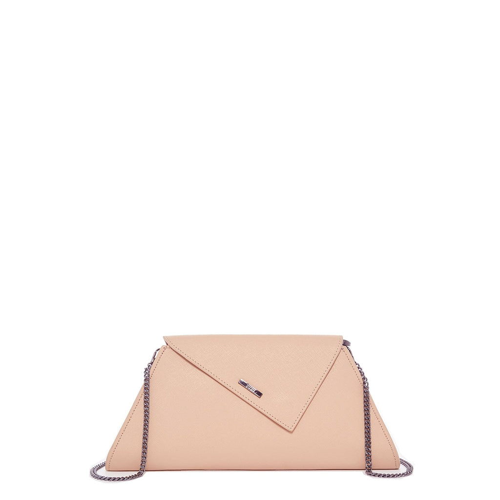 Angelica Nude Leather Clutch Purse