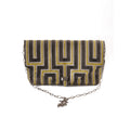 Maze grey and chartreuse cut velvet envelope clutch with silver chain by Pinup Girl Clothing