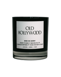 Old Hollywood scented soy candle in a black glass jar