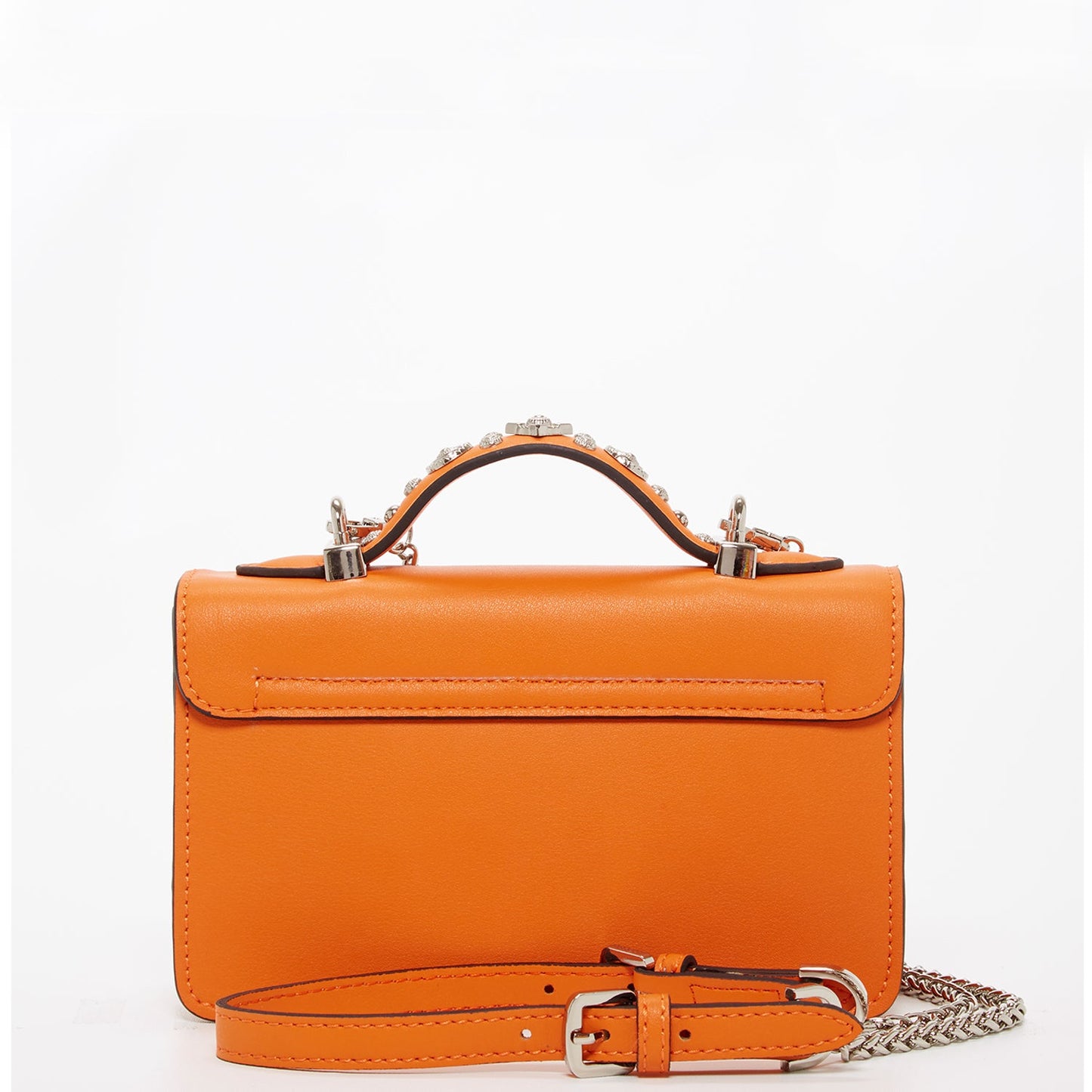 Hollywood Studded Leather Crossbody Bag in Orange