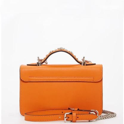 Hollywood Studded Leather Crossbody Bag in Orange