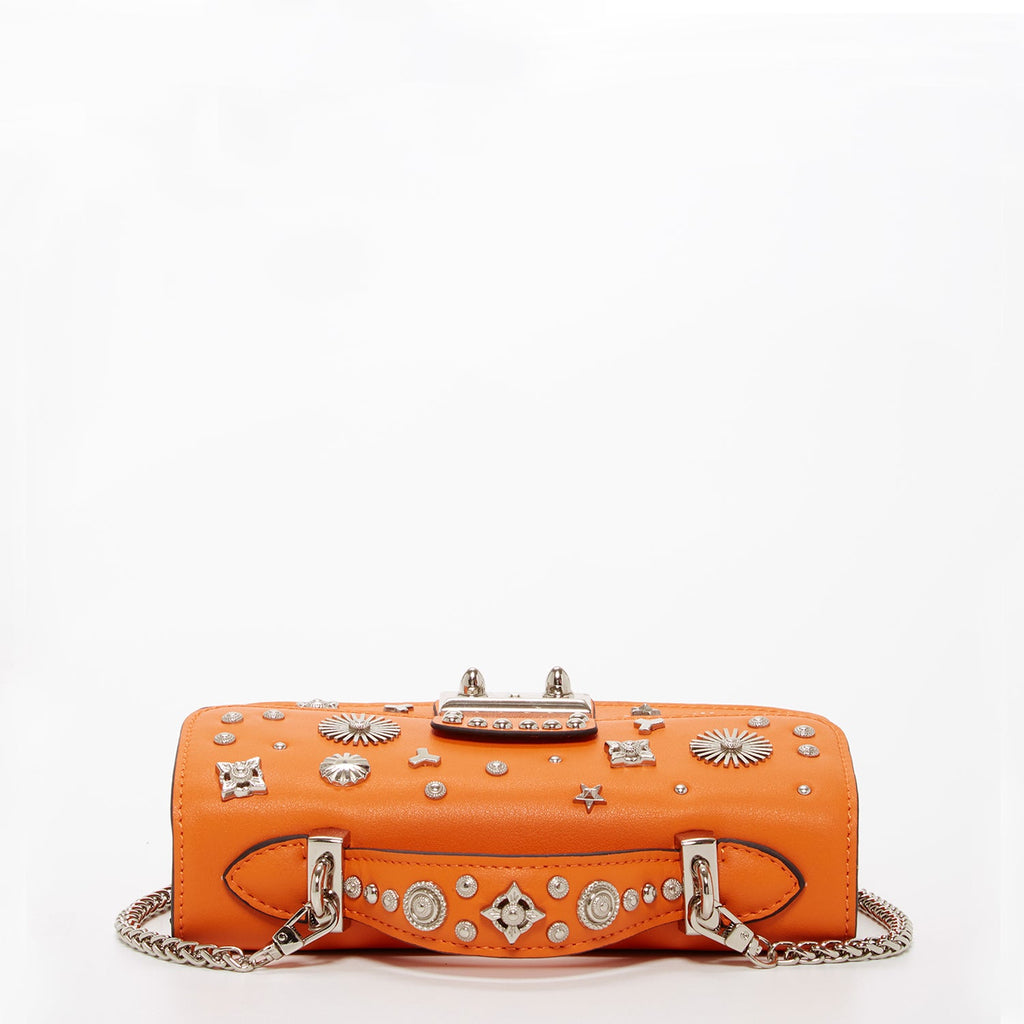 Hollywood Studded Leather Crossbody Bag in Orange