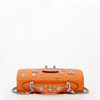 Hollywood Studded Leather Crossbody Bag in Orange
