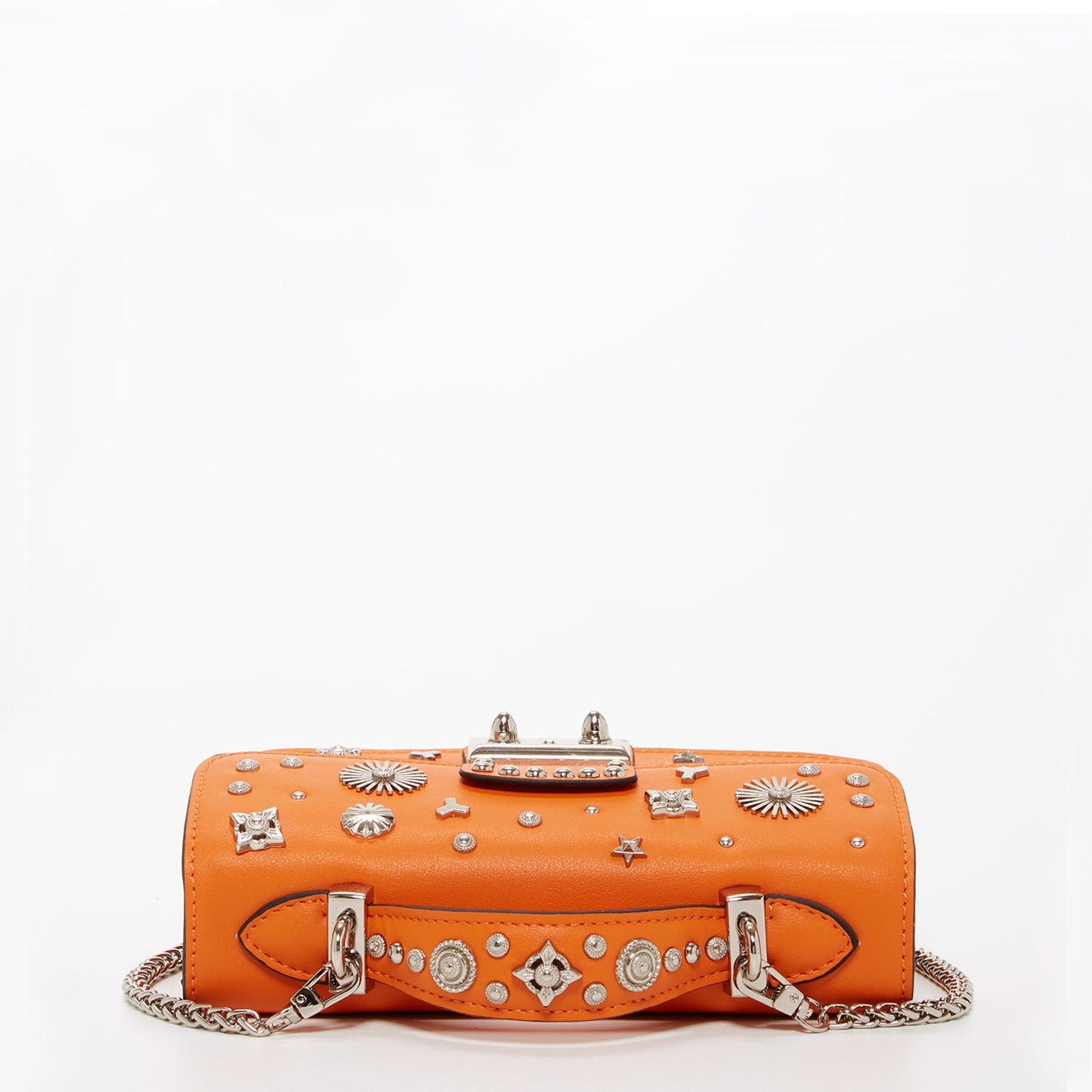 Hollywood Studded Leather Crossbody Bag in Orange