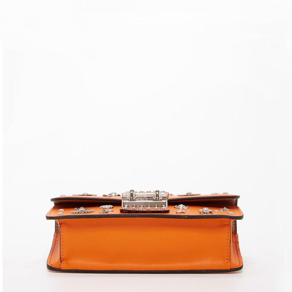 Hollywood Studded Leather Crossbody Bag in Orange