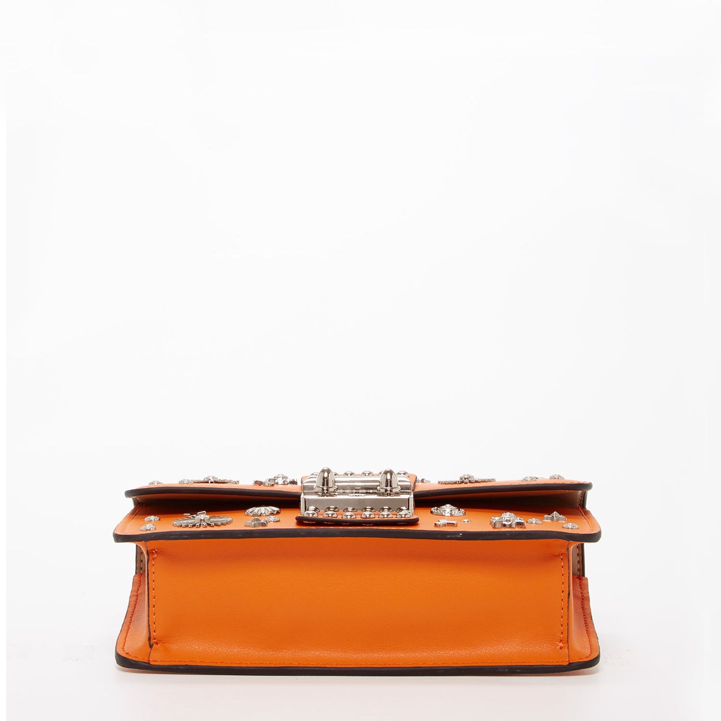Hollywood Studded Leather Crossbody Bag in Orange