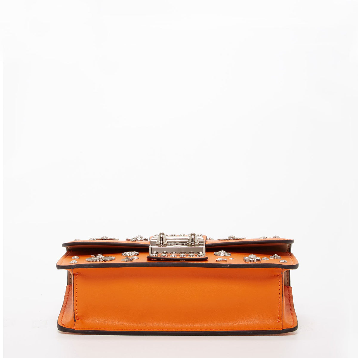 Hollywood Studded Leather Crossbody Bag in Orange