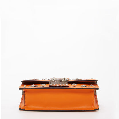 Hollywood Studded Leather Crossbody Bag in Orange