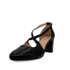Oren cross-strap block heel in black