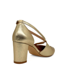 Oren cross-strap block heel in gold