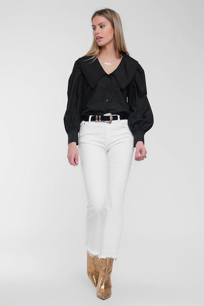 Oversized Statement Collar Button-Up Blouse
