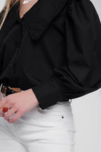 Oversized Statement Collar Button-Up Blouse | Q2